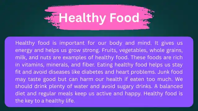 Healthy Food Essay 100 Words