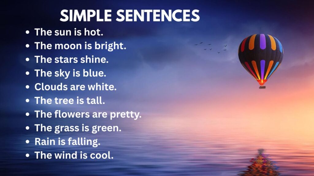 SIMPLE SENTENCES FOR CLASS 2 WITH NATURE