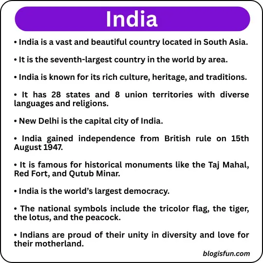 10 Lines on India