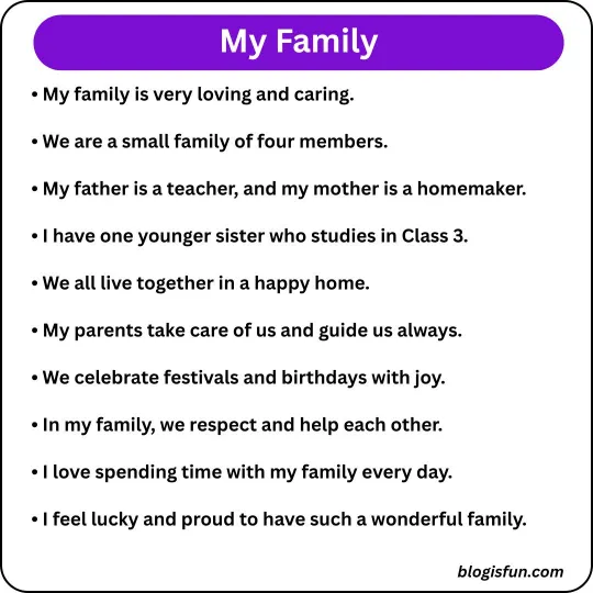 10 Lines on My Family