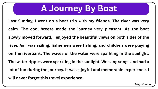 A Journey By Boat Paragraph