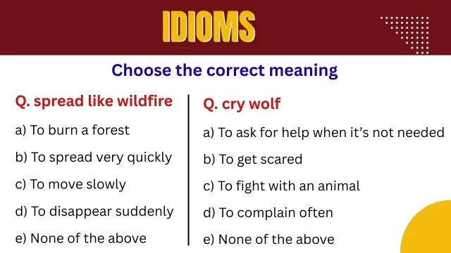 Idioms mcq with answer