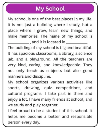 My School Essay 150 Words
